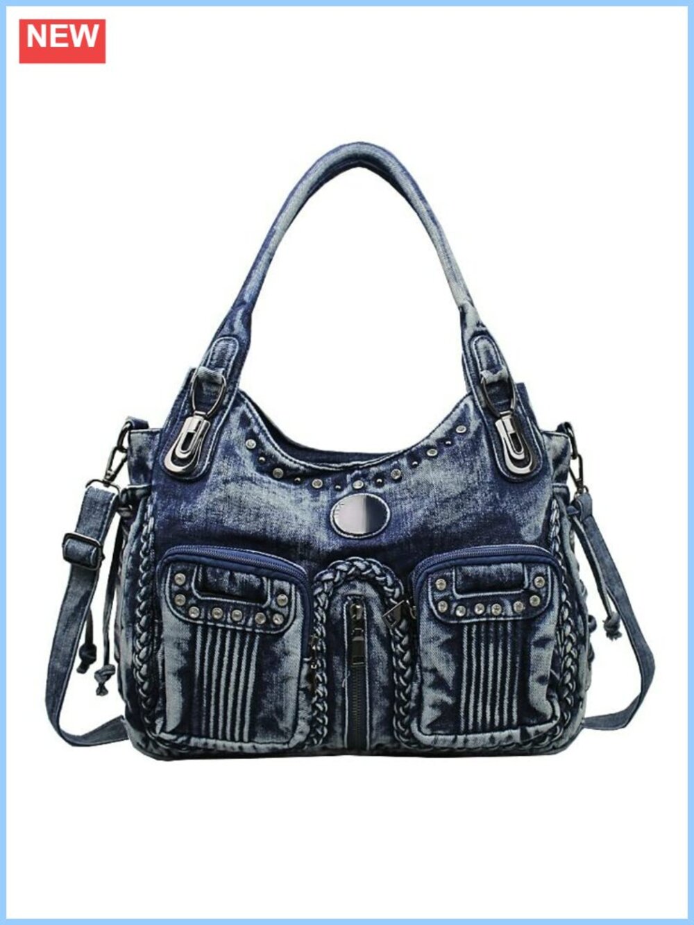 Denim Hobo Bag Women Large Capacity Vintage Shoulder Tote Crossbody